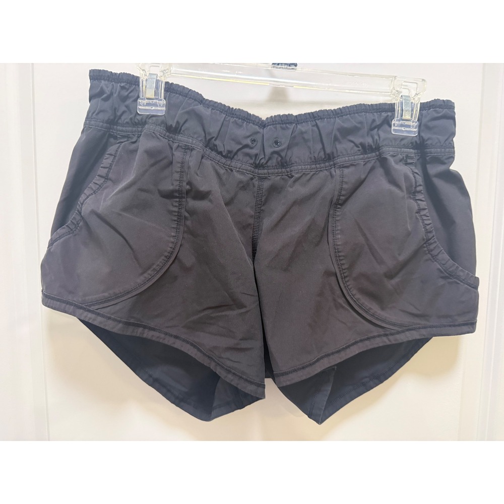 Lululemon Black Athletic Running Short Womens Size 6 Zipper Pocket Elastic Waist